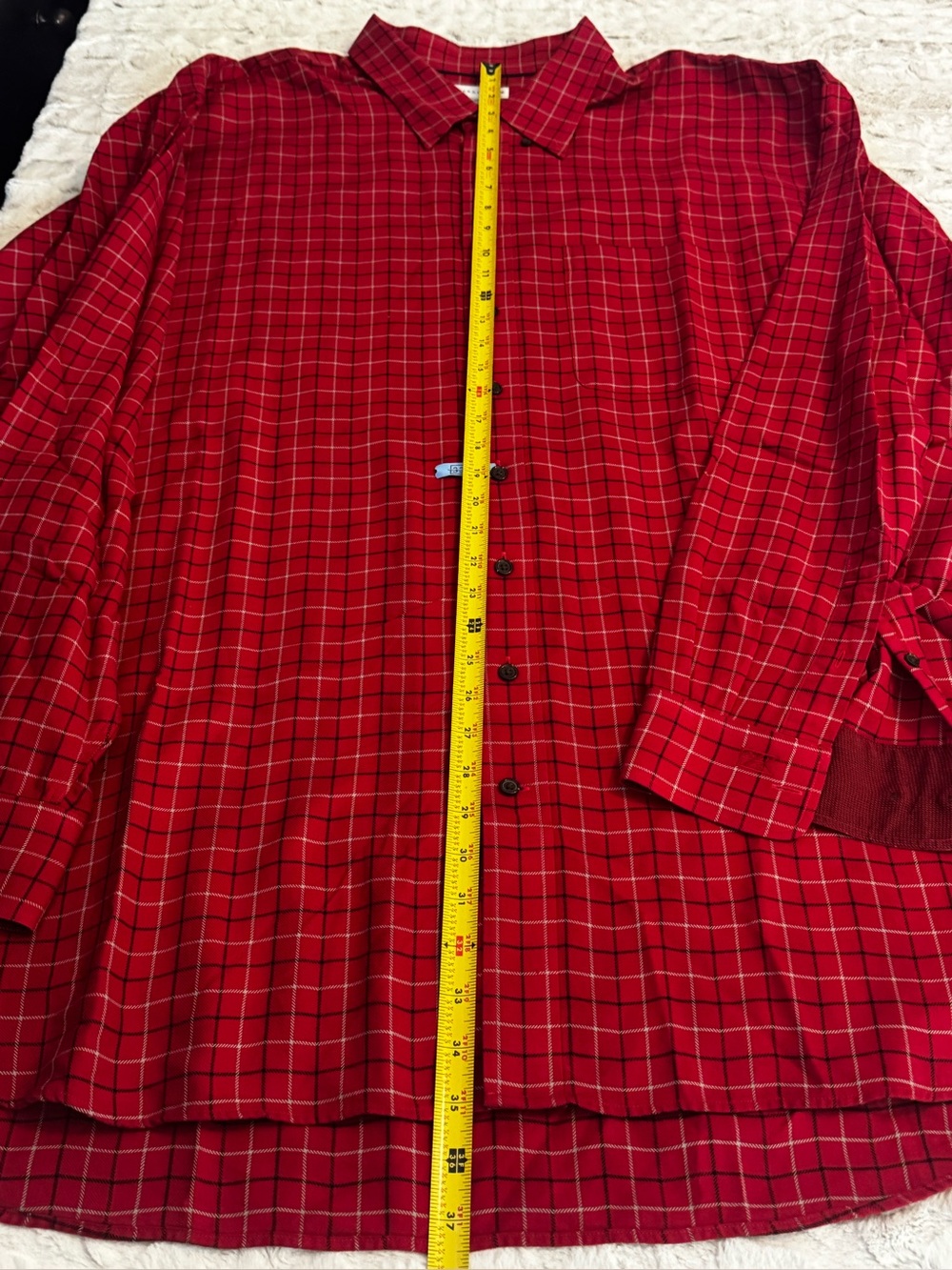 Cutter & Buck Red Plaid Light Flannel Big & Tall Man Button Down Shirt- size 4XT - Picture 9 of 9